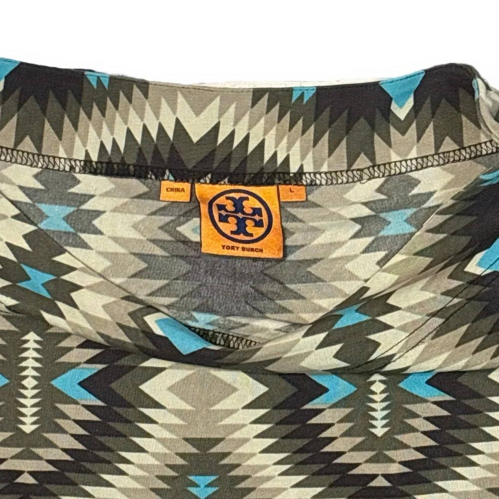 TORY BURCH Bateau Neck Geometric Print Sheath Dress
